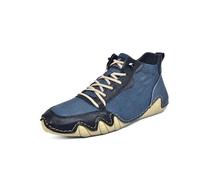 Asifn Herren Freizeitstiefel Leder Outdoor-Wanderschuhe Rutschfeste Leichte Bequeme Kurze Stiefel Zum Autofahren Blau 44 EU