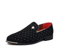 Asifn Herren-Leder-Slip-On-Loafer Business-Casual leichte Mokassins rutschfeste Fahrerschuhe Hochzeitsschuhe Abendschuhe Schwarz 41 EU