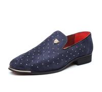 Asifn Herren-Leder-Slip-On-Loafer Business-Casual leichte Mokassins rutschfeste Fahrerschuhe Hochzeitsschuhe Abendschuhe Blau 43 EU