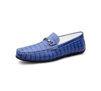 Asifn Herren-Loafer Aus Leder Lässig Atmungsaktiv Zum Hineinschlüpfen Fahrerschuhe Flache Wanderschuhe Blau 43 EU