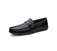 Asifn Herren-Loafer Aus Leder Lässig Atmungsaktiv Zum Hineinschlüpfen Fahrerschuhe Flache Wanderschuhe Schwarz 43 EU
