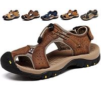 Asifn Herren Outdoor Wandern Leder Sandalen Wasserschuhe Rutschen Geschlossene Zehe Sport Sandalen Gehen Fischer Klettern Sommer（Dunkelbraun,45/46 EU,45 Markengröße