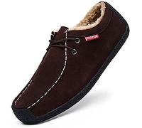 Asifn Herren Slip On Mokassin Hausschuhe Male Loafers Wildleder Indoor Outdoor Boot Schuhe Casual Fuzzy Comfy Schuhe Memory Foam（Braun,38/39 EU,39 Markengröße