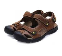Asifn Herren Sport Wandern Sandalen Einstellbare Casual Athletic Fischer Strand Leder Geschlossene Zehe Anti-Kollision Sommer（Gelb,42/43 EU,42 Markengröße