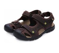 Asifn Herren Sport Wandern Sandalen Einstellbare Casual Athletic Fischer Strand Leder Geschlossene Zehe Anti-Kollision Sommer（Braun,42/43 EU,42 Markengröße