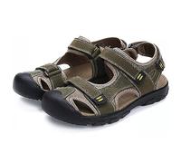 Asifn Herren Sport Wandern Sandalen Einstellbare Casual Athletic Fischer Strand Leder Geschlossene Zehe Anti-Kollision Sommer（Grün,38/39 EU,38 Markengröße