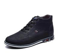 Asifn Männer Casual Leder Stiefel Für Gehen Spitze-Up Slip-On Bequeme Verstellbare Runde Zehe Flache Büro Schuhe Schwarz 52 EU