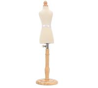 Asixxsix Mannequin Body Dress Form, 17,9 Bis 23,2 Zoll, Höhenverstellbare Weibliche Mini-Torso-Nähpuppe mit Rundem Holzsockel, Professionelle Weiße Schaufensterpuppe Zum Nähen von Kleidung