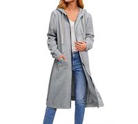 ASKSA Damen Kapuzenjacke Kapuzenpullover Lange Sweatjacke mit Kapuze Hoodie Reißverschluss Oversize Lose Sweatshirt Outwear (Grau,XL)