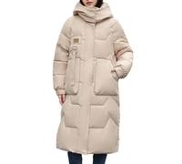 ASKSA Damen Langer Daunenjacke Winter Daunenmantel Warmer Parka Steppmantel Jacke mit Kapuze (Weiß,M)