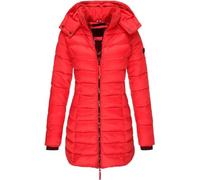 ASKSA Damen Winter Jacke Warme Stepp Mantel Lang Slim Fit Daunenjacke Übergangsjacke mit Kapuze Wintermantel (Rot,3XL)