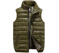 ASKSA Herren Steppweste Stehkragen Daunenweste Bodywarmer Outdoor Weste Winterweste (Grün,XL)