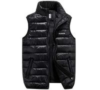 ASKSA Herren Steppweste Stehkragen Daunenweste Bodywarmer Outdoor Weste Winterweste (Schwarz, M)