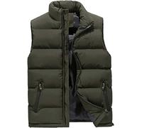 ASKSA Herren Weste Steppweste Stehkragen Daunenweste Bodywarmer ärmellos Slim-fit Outdoor Westen (Armygrün, L)