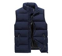 ASKSA Herren Weste Steppweste Stehkragen Daunenweste Bodywarmer ärmellos Slim-fit Outdoor Westen (Dunkelblau, M)