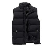 ASKSA Herren Weste Steppweste Stehkragen Daunenweste Bodywarmer ärmellos Slim-fit Outdoor Westen (Schwarz, XXXL)