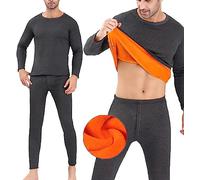 ASKSA Thermounterwäsche Herren Innenfleece Set Extra Warmes Dickes Thermo Unterwäsche Atmungsaktiv Weich Thermobekleidung Männer Winter für Lauf (Dunkelgrau,4XL)