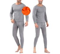 ASKSA Thermounterwäsche Herren Innenfleece Set Extra Warmes Dickes Thermo Unterwäsche Atmungsaktiv Weich Thermobekleidung Männer Winter für Lauf (Hellgrau,XL)