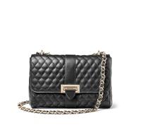Aspinal of London Large Lottie Bag in Black Quilted Kaviar Black 8 x11.25 inches / Depth: 4 inches Leather