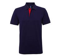 Asquith & Fox Herren Classic Fit Kontrast-Poloshirt (Navy/ Rot) 2XL