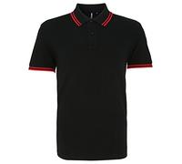 Asquith & Fox Herren Asquith and Fox Men's Classic Fit Tipped Polo Poloshirt Not Applicable, Mehrfarbig (Black/Red 000), Medium