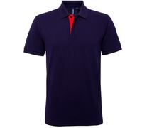 Asquith & Fox Herren Classic Fit Kontrast-Poloshirt (Navy/ Rot) XL