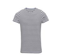 Asquith & Fox Herren Mariniere Coastal Kurzarm T-Shirt (Weiß/Marine) M