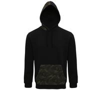 Asquith & Fox Mens Camo Trimmed Hoodie (Schwarz/Grün Camo) S