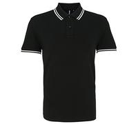 Asquith & Fox Men's classic fit - tipped polo, L, Black/ White