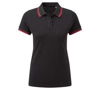 Asquith & Fox Womens/Ladies Classic Fit Tipped Polo (Schwarz/Rot) S