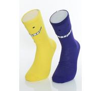 Assassination Classroom - Koro Sensei Crew Pack Of 2 Yellow/Purple - Socken - Mehrfarbig - EU 39-42 - 80% Baumwolle, 20% Polyester Mehrfarbig EU 39-42