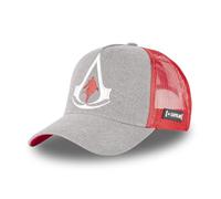 Assassin's Creed Kappe für Damen und Herren, Trucker-Kappe, verstellbar, Grau meliert/Rot, One size