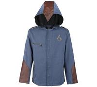 Assassins Creed Unity Denim Finish Premium Leichte Jacke Mit Angeschnittene Kapuze (Large, Blau)