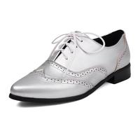 Asterisco Damen Blockabsatz Oxford Daily Niedrige Absatz Schuhe-240090 Silber Gr 40 EU/41Cn