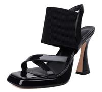Asterisco Damen Plateau Sandals Hohen Blockabsatz Ohne Verschluss Knöchelriemchen Square Toe 260132 Schwarz Gr 41 Eu/43Cn