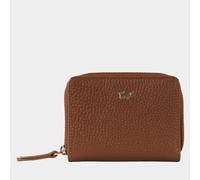 ASTI Mini Reißveschluss-Geldbörse 5 Kartenfächer braun Damen - Leder