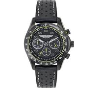 Aston Martin Herren Armbanduhr AML Thrill Chronograph Schwarz mit Silikonarmband, Quarzuhrwerk, Mineral Glas, 10 bar, Gehäusedurchmesser: 42 mm, 10 bar, MTRS1F502