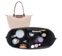 Astonatick Organizer für Longchamp L, Taschenorganizer für Longchamp L, Taschen Organizer Shopper für longchamp Le pliage L, Multifunktionalen Felt Handtaschen Organizer mit Becherhalter, Schwarz