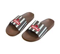 ASTRA FC St. Pauli Traditionsschlappen Badelatschen Slipper Dusch- und Badeschuhe, braun-weiß gestreift (braun-weiß, EU Schuhgrößensystem, Erwachsene, Numerisch, M, 43)