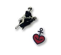 ASTRA Metall-Anstecker Pin 2er Set Herzanker und Knolle, für Männer & Frauen, Geschenk-Ideen aus St. Pauli