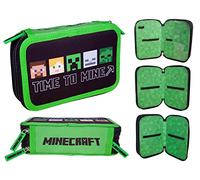 ASTRA Minecraft Bedrock 3-Fach Mäppchen Federmappe Federtasche Federmäppchen großes Federmäppchen mit Jungen MINEGRAFT Game