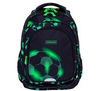 ASTRABAG Schulrucksack Neo Football, 42x30x19cm, Schwarz mit Neonbällen, Jungen, Klasse 4-8, Polyester, 27L, Steif, 3 Fächer, Für Schule