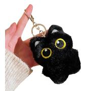 AstraGlam Schwarzer Katze Plüsch Schlüsselanhänger Taschenanhänger - Niedlicher Bag Charm Geschenk für Damen, Weicher Plüsch Schlüsselring für Handtasche Rucksack Geldbörse oder Autoschlüssel