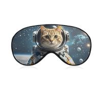 Astronaut Katze im Weltraum Augenmaske für Damen & Herren, atmungsaktive & verstellbare Augenabdeckung, ultraweiche Schlafmaske, leichte Reise-Augenbinde für Flugzeug, Nickerchen, Nachtschlaf