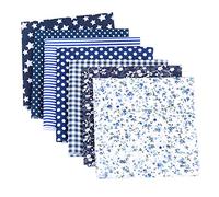 Asudaro 7Stück 25x25 cm Baumwollstoff Meterware Stoffpaket für Patchwork DIY Stoffe zum Nähen Stoff Paket Stoffreste Nähstoffe zum nähen Puppenkleider Ärmel Haarband Handwerk Marine