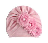 Asudaro Baby Mädchen Mütze Blumen Turban Hut Perle Beanie Cap Elastic Headwear Head Wrap Baumwolle Kleinkind Stirnbänder Stirnband Neugeborenen Kappe Sommer Hut Rosa