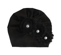 Asudaro Baby Mädchen Mütze Blumen Turban Hut Perle Beanie Cap Elastic Headwear Head Wrap Baumwolle Kleinkind Stirnbänder Stirnband Neugeborenen Kappe Sommer Hut Schwarz