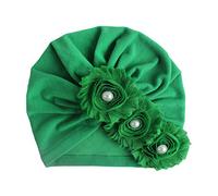 Asudaro Baby Mädchen Mütze Blumen Turban Hut Perle Beanie Cap Elastic Headwear Head Wrap Baumwolle Kleinkind Stirnbänder Stirnband Neugeborenen Kappe Sommer Hut Grün