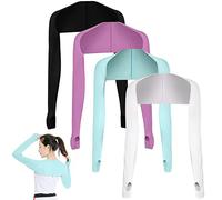 Asudaro Coole Schal-Ärmel, 4Stück UV-Schutz Bolero Schal-Arm-Ärmel Kühlender Schal Armmanschetten Löcher Damen Sonnenschutz Schal Armstulpen Finger Shrug Arm-Ärmel Cooler Shrug Armmanschette Typ 1