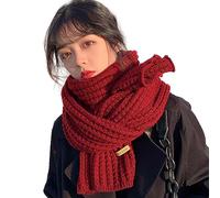 Asudaro Damen Strickschal, Winter Gestrickter Wollschal 190 Cm X 35 Cm Dicker Gestrickter Warmer Winter Schal Merino Kaschmir Strickschal Damen/Herren Für Outdoor-Skifahren,Radfahren Und Bergsteigen